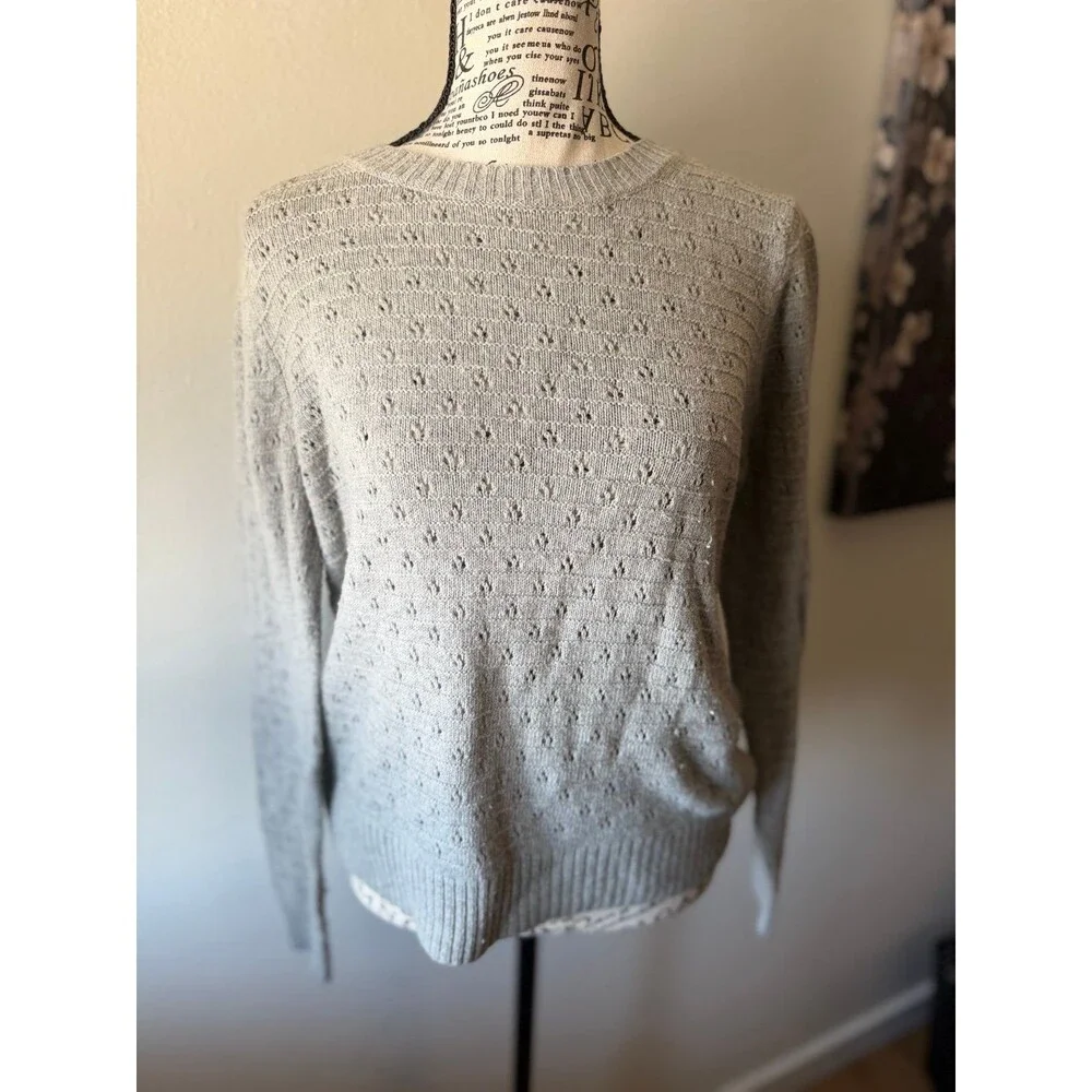 J.Crew Knit Crew Neck Sweater Medium Light Gray